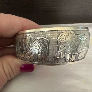 Silver Elephant Cuff Bracelet.